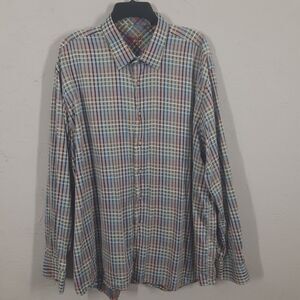 Marcello Sport Adult Mens 2XL XXL 45-46 Plaid Long Sleeve Button Up Shirt